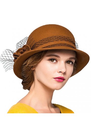 Maitose™ De la Femme Laine en Feutre Chapeau Melon Orange