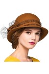 Maitose™ De la Femme Laine en Feutre Chapeau Melon Orange