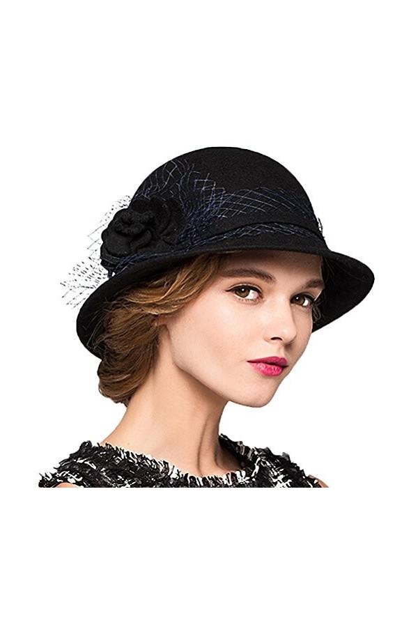 Maitose™ De la Femme Laine en Feutre Chapeau Melon Orange