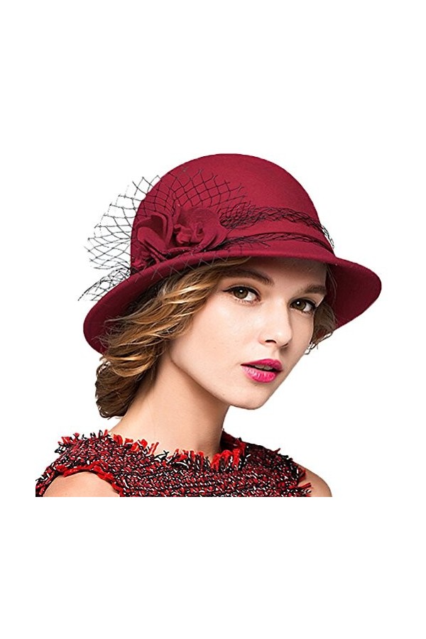 Maitose™ De la Femme Laine en Feutre Chapeau Melon Orange