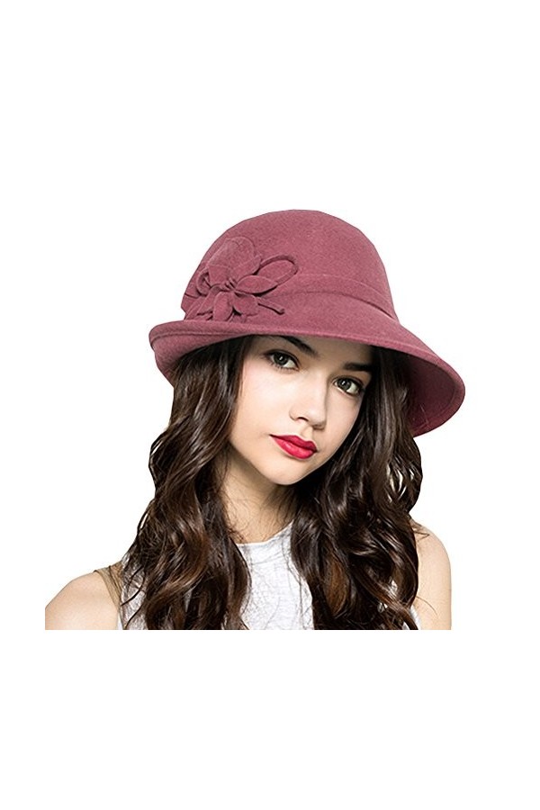 Maitose® Laine Femmes Feutre Fleurs Eglise Bowler Hats Noir