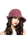 Maitose® Laine Femmes Feutre Fleurs Eglise Bowler Hats Noir
