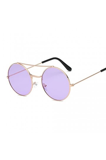 EDDHA Lunettes de soleil rondes lunettes de soleil femme miroir lunettes de soleil rétro femmes couleur : or violet 