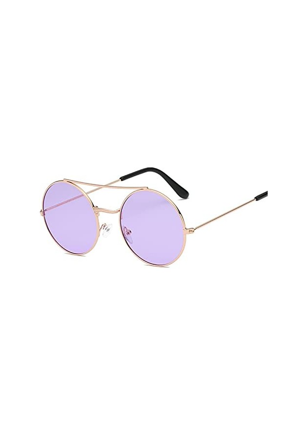 EDDHA Lunettes de soleil rondes lunettes de soleil femme miroir lunettes de soleil rétro femmes couleur : or violet