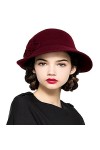 Maitose® Laine Femmes Feutre Fleurs Eglise Bowler Hats Noir