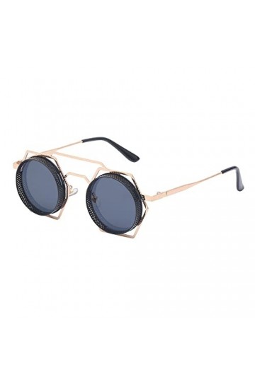 Lunettes de Soleil Punk pour Hommes Lunettes de Soleil rétro Steampunk Femmes Lunettes Rondes Vintage, G03, Taille Unique