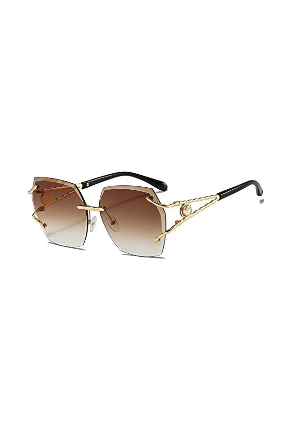 HCHES Lunettes de soleil mode femmes luxe sans cadre lunettes de soleil hommes nuances la forme irrégulière en plein air dame