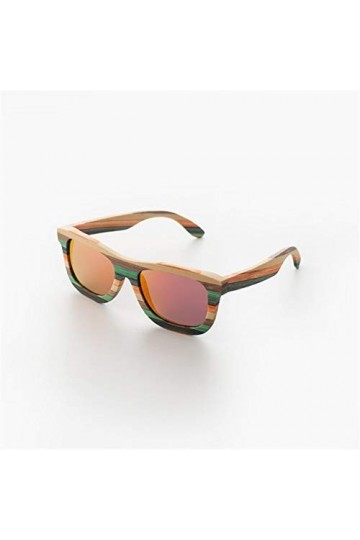 FANPK New Vintage style coloré des lunettes de soleil en bambou for les femmes polarisants hommes multicolores soleil en bois