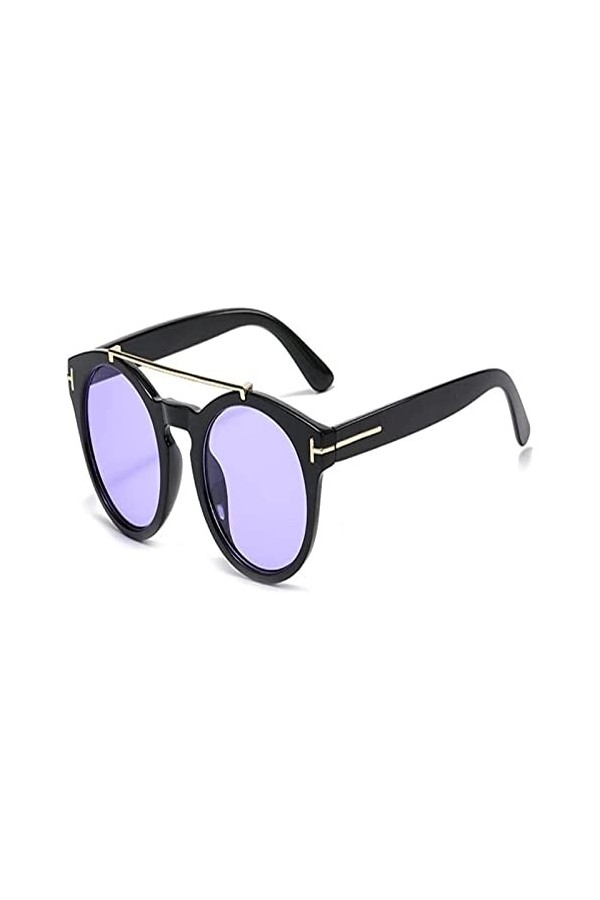 LOMDEM Style rond teinte océan lentille lunettes de soleil femmes hommes Vintage lunettes de soleil nuances Color : C9 Black