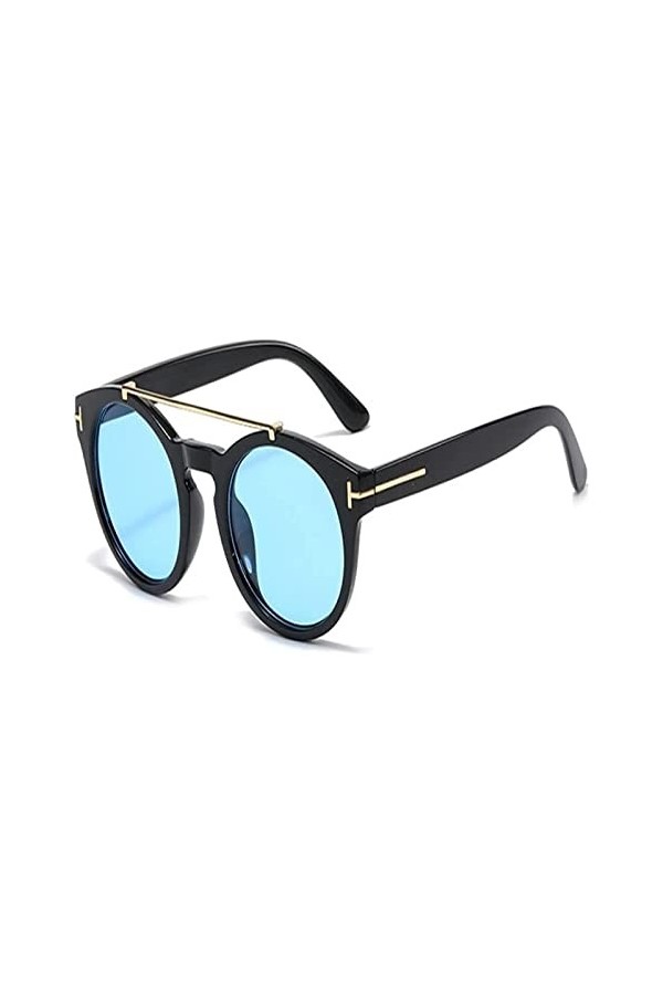 LOMDEM Style rond teinte océan lentille lunettes de soleil femmes hommes Vintage lunettes de soleil nuances Color : C9 Black