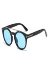 LOMDEM Style rond teinte océan lentille lunettes de soleil femmes hommes Vintage lunettes de soleil nuances Color : C9 Black