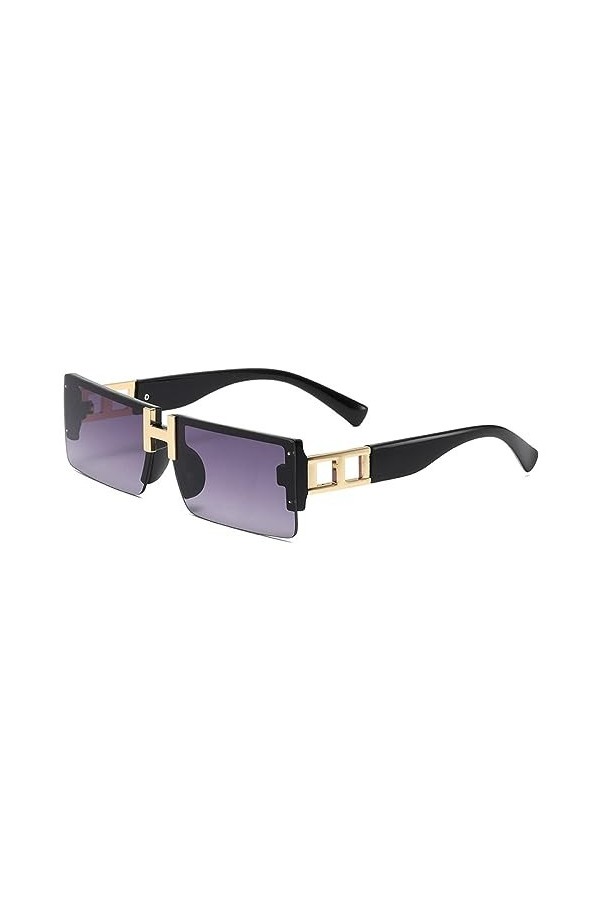 HPIRME Lunettes de soleil carrées pour dames semi-cerclées Lunettes de soleil dégradées rose noir pour homme Vintage, C2, tai