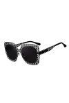 hmjsmj Cadre noir de dentelle creuse gris noir lentille ronde lunettes de soleil dames shopping tour plage lunettes de soleil