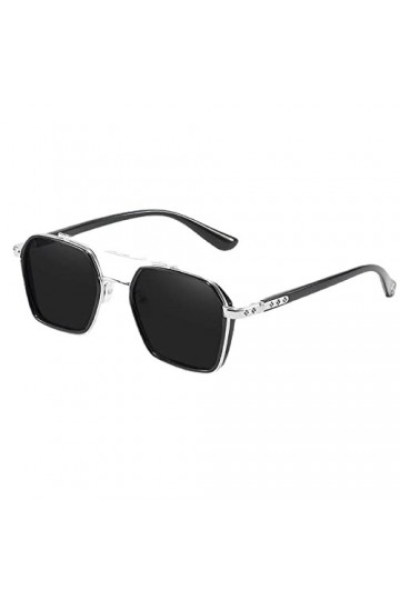 HPIRME Lunettes de soleil polarisées carrées en métal femmes hommes lunettes de conduite, BK, taille unique