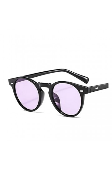 IIGOCG Lunettes de Soleil acétate Vintage Classique Lunettes de Soleil Rondes Unisexe été Mode Vintage Lunettes Rouge Jaune B