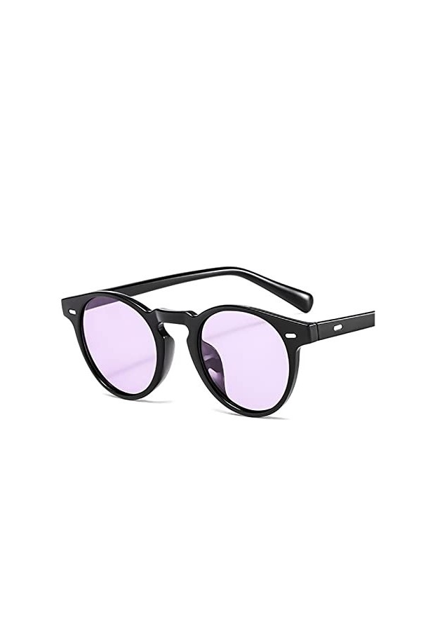 IIGOCG Lunettes de Soleil acétate Vintage Classique Lunettes de Soleil Rondes Unisexe été Mode Vintage Lunettes Rouge Jaune B