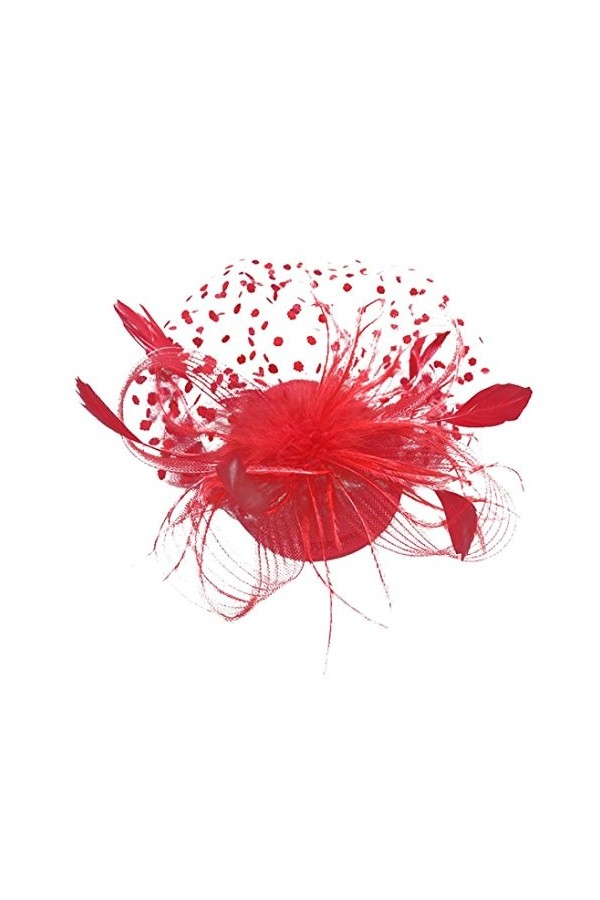 Chapeau rétro, YUYOUG Fascinator Chapeau Bibi à Voile avec Plume pour Mariage Cérémonie Soirée Beige 