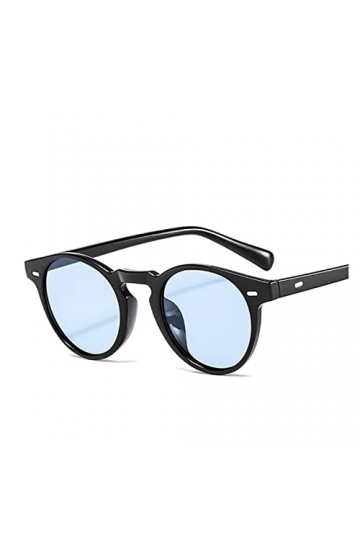 YINROM Lunettes de Soleil acétate Vintage Classique Lunettes de Soleil Rondes Unisexe été Mode Vintage Lunettes Rouge Jaune B