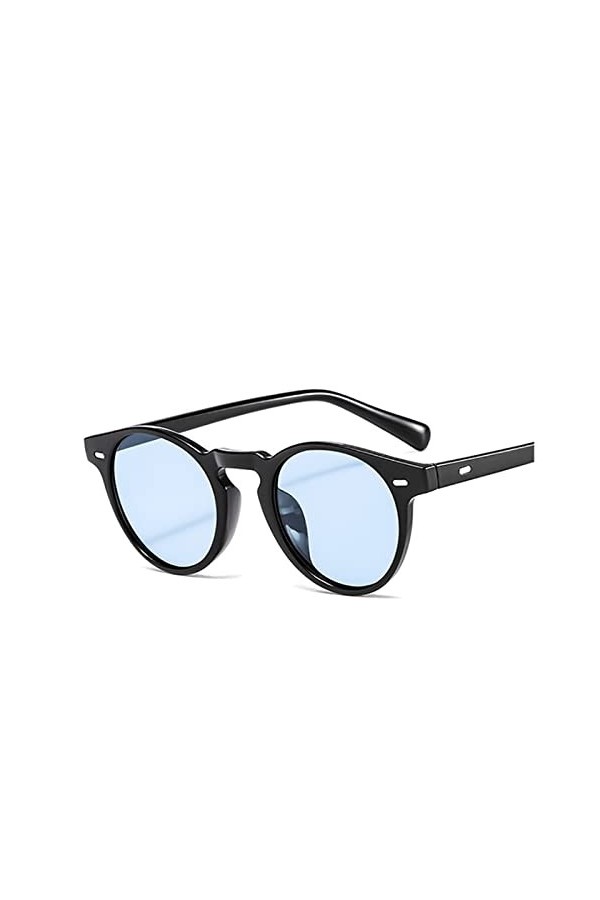 YINROM Lunettes de Soleil acétate Vintage Classique Lunettes de Soleil Rondes Unisexe été Mode Vintage Lunettes Rouge Jaune B