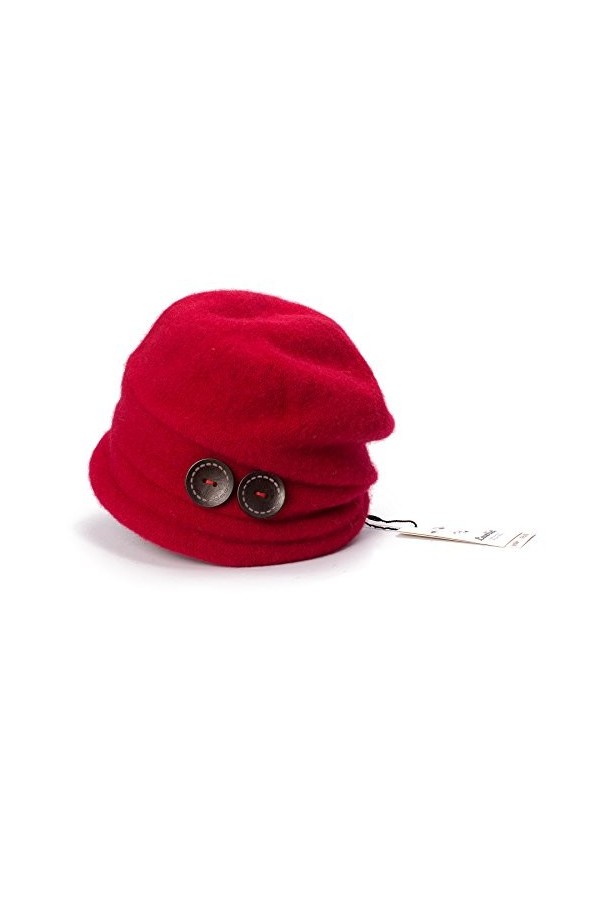 Chapeau vintage pour femme en cloche - Laine élégante - Par Lawliet - Rouge - Taille Unique