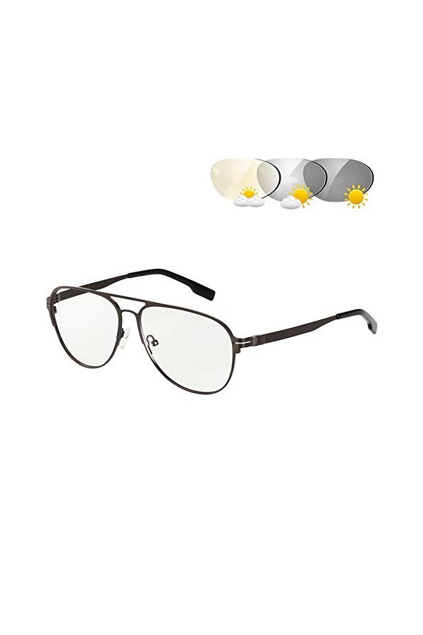 CAOXN Photochromique Transition Lunettes De Lecture Objectifs HD Hommes Retro Metal Frame Presbytes Pilot UV400 Lunettes De S