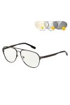 CAOXN Photochromique Transition Lunettes De Lecture Objectifs HD Hommes Retro Metal Frame Presbytes Pilot UV400 Lunettes De S