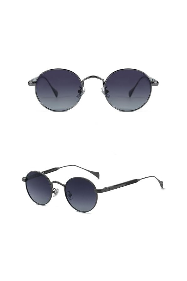 Lunettes de Soleil polarisées en Alliage Rond Femmes Lunettes de Soleil Hommes Conduite Lunettes Vintage UV400 Lunettes Nuanc