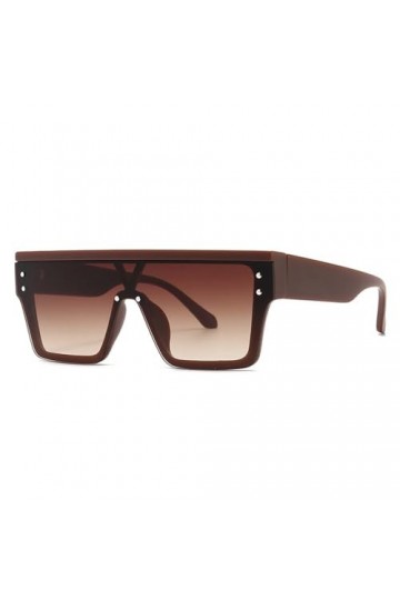 Lunettes de Soleil Carrées à Dessus Plat Vintage Femmes Hommes Voyage Rivet Siamois Grain de Bois Lunettes de Soleil UV400, D