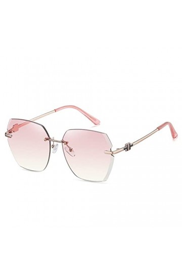 HCHES Lunettes de soleil sans cadre à bords coupés Lunettes de soleil pour femmes en métal Conduite Lunettes de soleil dexté