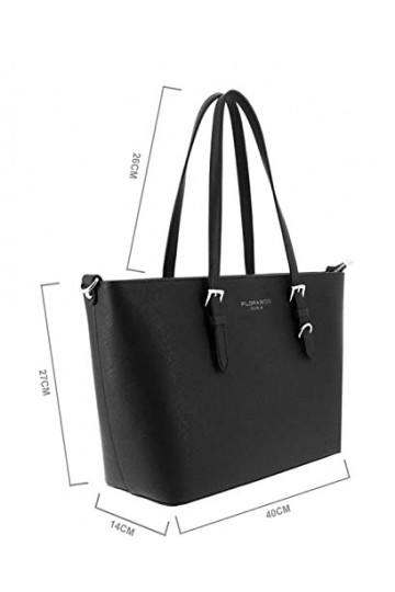 flora & co - Grand Sac à Main Femme - Cabas Fourre-Tout Simili Cuir PU Rigide - Sac Elégant Ville Travail Lycée - Shopper Por