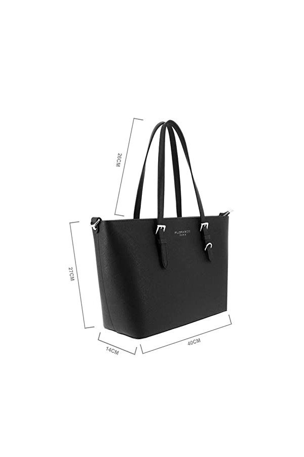 flora & co - Grand Sac à Main Femme - Cabas Fourre-Tout Simili Cuir PU Rigide - Sac Elégant Ville Travail Lycée - Shopper Por