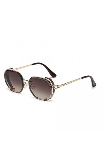 HCHES Vintage polygone creux petites lunettes de soleil carrées pour hommes alliage dégradé conduite lunettes de soleil femme