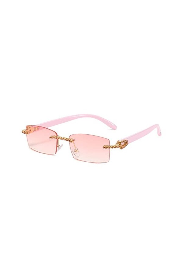 Lunettes De Soleil Pour Femmes Strass Brillants Petites Lunettes De Soleil Carrées Pour Femmes Lunettes De Soleil Sans Montur