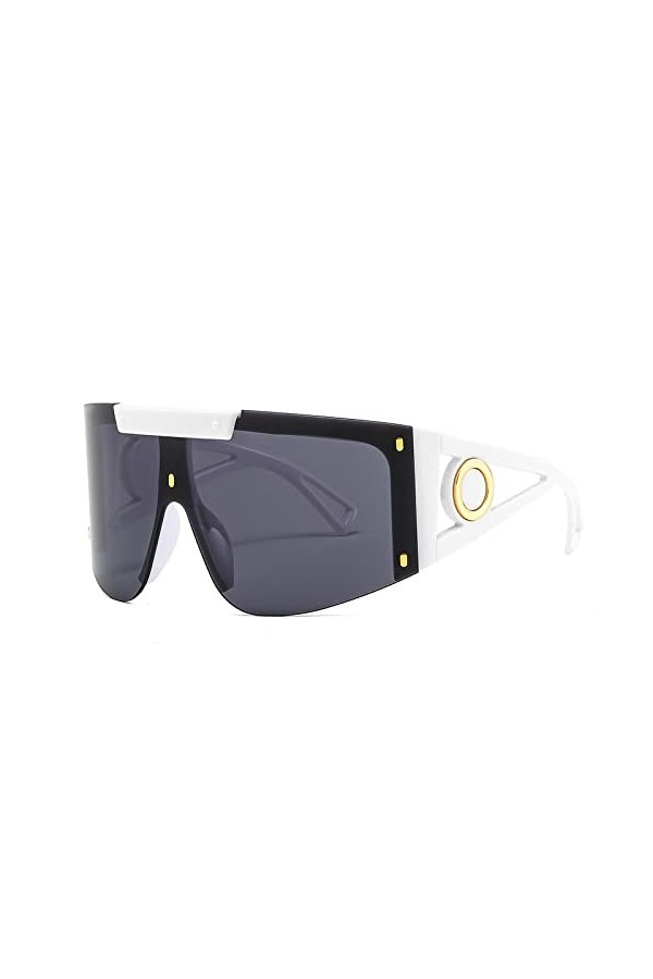 Lunettes de soleil une pièce pour femmes Vintage arqué carré lunettes de soleil hommes jambe large sans monture Hip Hop lunet