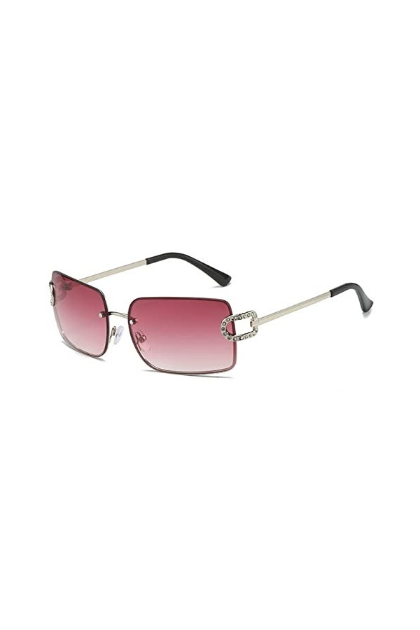 Lunettes Pour Femmes Brillant Strass Lunettes De Soleil Hommes Hip Hop Lunettes Sans Monture Carré Lunettes De Soleil Pour Fe
