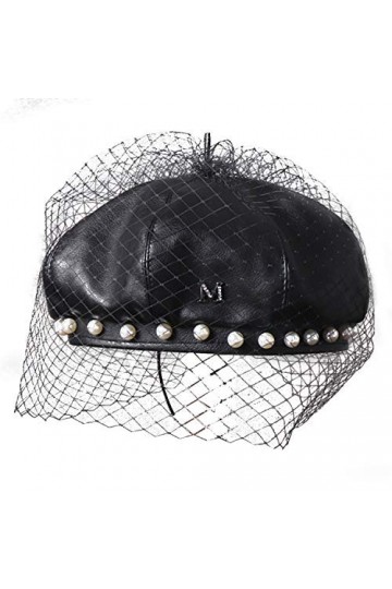 Béret en cuir, béret rétro français, design unique, assortiment de mode, dentelle de perle, simple et décontracté, chapeau ci