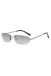 Lunettes De Soleil Ovales Sans Monture Femmes Hip Hop Alliage Lunettes De Soleil Hommes Vintage Lunettes Argent Miroir Uv400