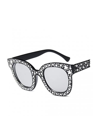 IIGOCG Lunettes Femme/Homme Lunettes de Soleil Star Femme Classique UV400 Color : BlackSilver 