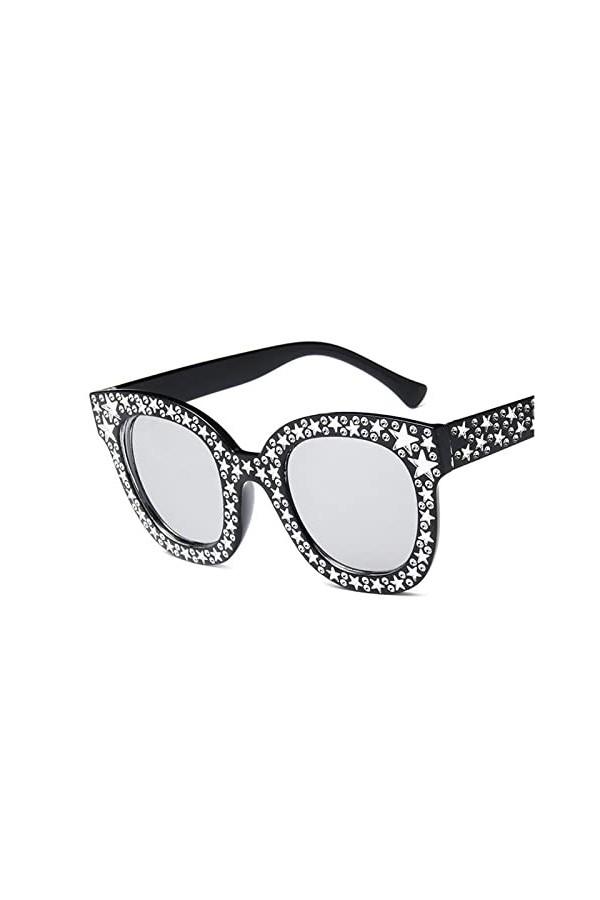 IIGOCG Lunettes Femme/Homme Lunettes de Soleil Star Femme Classique UV400 Color : BlackSilver 