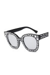 IIGOCG Lunettes Femme/Homme Lunettes de Soleil Star Femme Classique UV400 Color : BlackSilver 