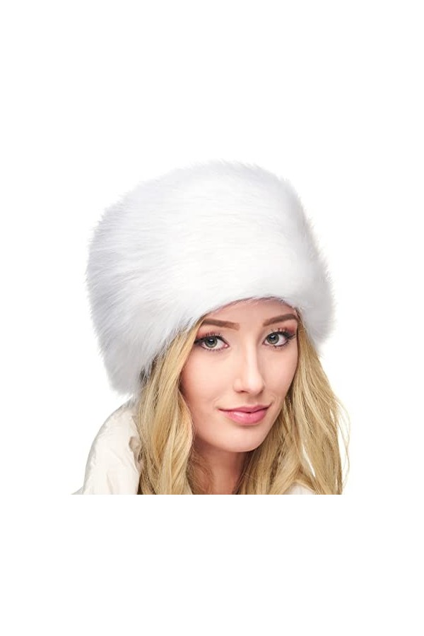 Futrzane Chapka en Fourrure pour Femme Toque de Style Russe M, Noir 