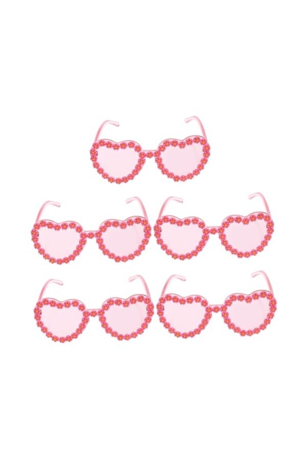GALPADA 5 Pièces Lunettes De Soleil Coeur Fleur Lunettes De Soleil De Fête Dété Lunettes De Soleil De Plage Dété Lunettes D