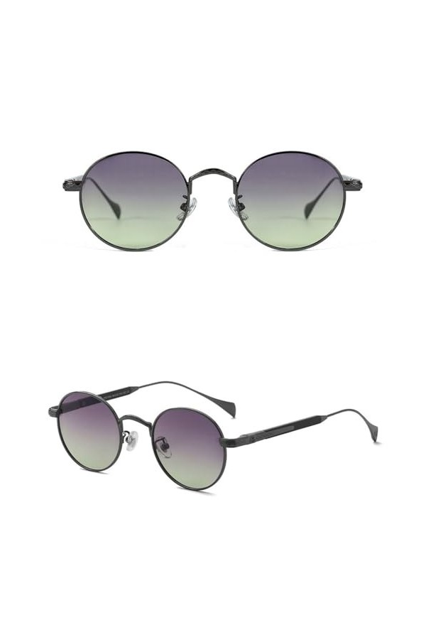 Lunettes de Soleil polarisées en Alliage Rond Femmes Lunettes de Soleil Hommes Conduite Lunettes Vintage UV400 Lunettes Nuanc