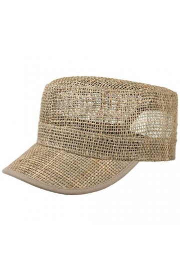 Lipodo Casquette Army en Paille Femme/Homme - de Plage dété avec visière, Fermeture Fermeture Scratch Printemps-été - Taille