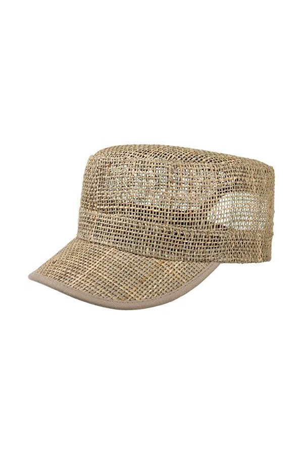 Lipodo Casquette Army en Paille Femme/Homme - de Plage dété avec visière, Fermeture Fermeture Scratch Printemps-été - Taille