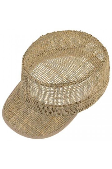 Lipodo Casquette Army en Paille Femme/Homme - de Plage dété avec visière, Fermeture Fermeture Scratch Printemps-été - Taille