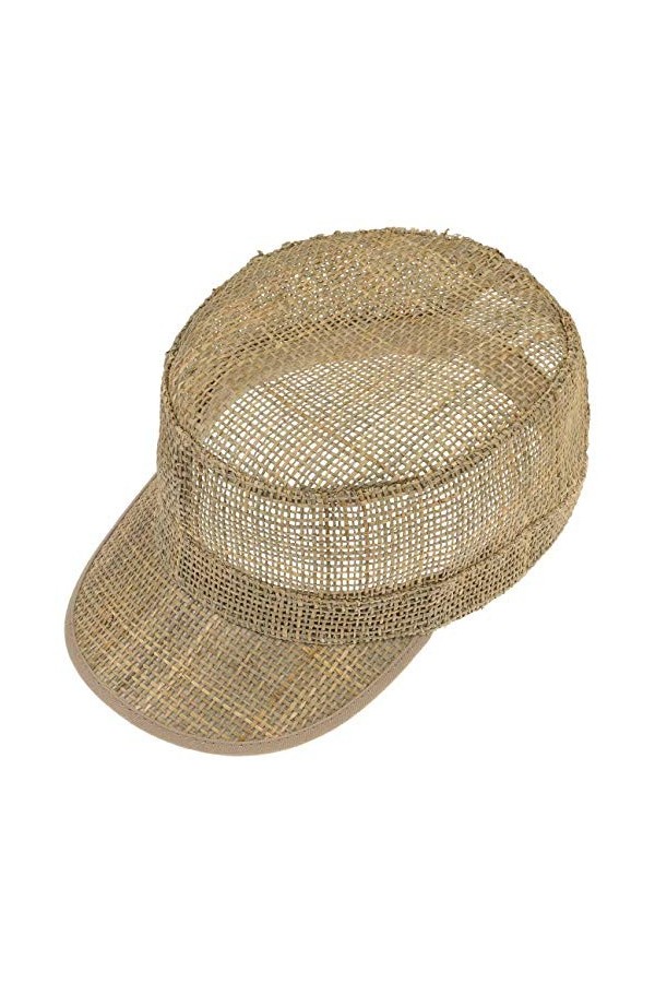 Lipodo Casquette Army en Paille Femme/Homme - de Plage dété avec visière, Fermeture Fermeture Scratch Printemps-été - Taille
