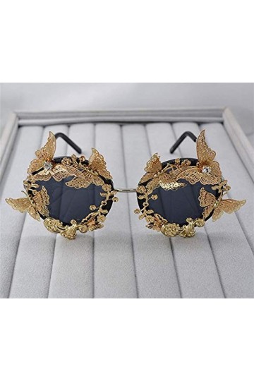 MQJ Lunettes Baroque Papillon Pliant Lunettes de Soleil Compétences de Femmes Personnalité Exagérée Star Street Prendre Des L