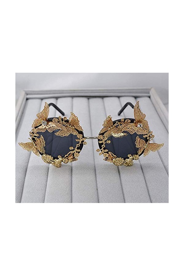 MQJ Lunettes Baroque Papillon Pliant Lunettes de Soleil Compétences de Femmes Personnalité Exagérée Star Street Prendre Des L