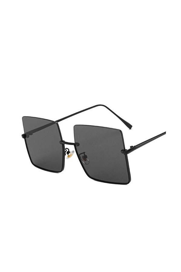 MQJ Lunettes Nouvelle Marée Rétro Ports Vent Grand Cadre Lunettes de Soleil Encre Femme Semi-Cadre Métallique Coupe Lunettes 